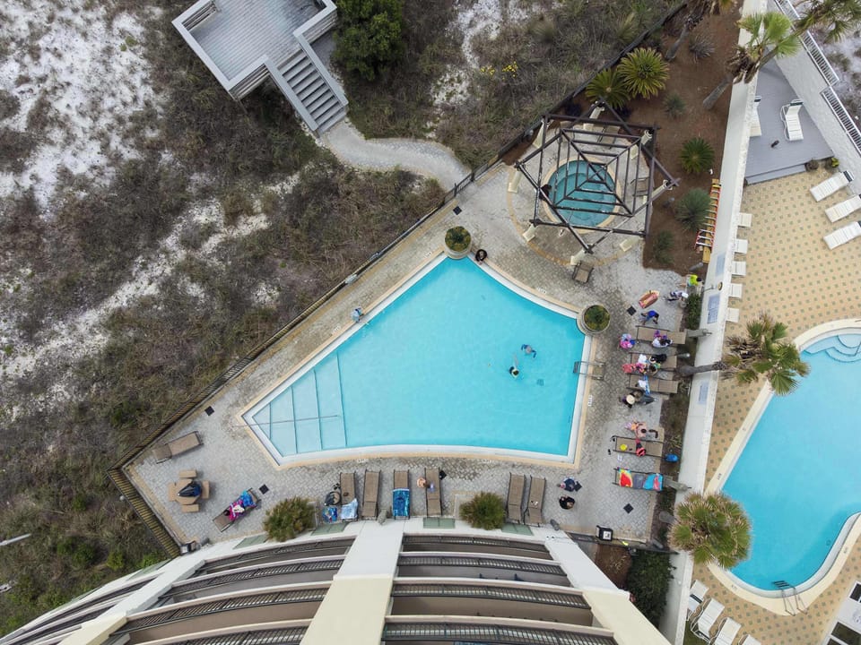 Aerial view swimming pool