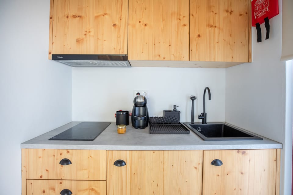 Mini-fridge, microwave, espresso maker, highchair
