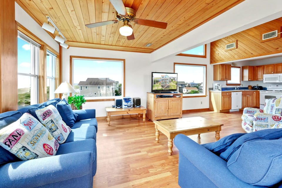 Great room flooded with natural light.