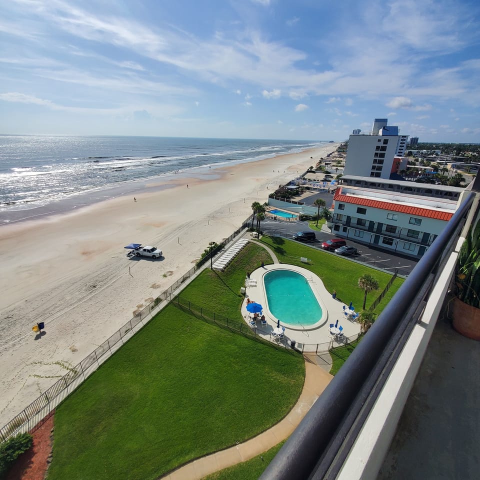 View of pool from balcony