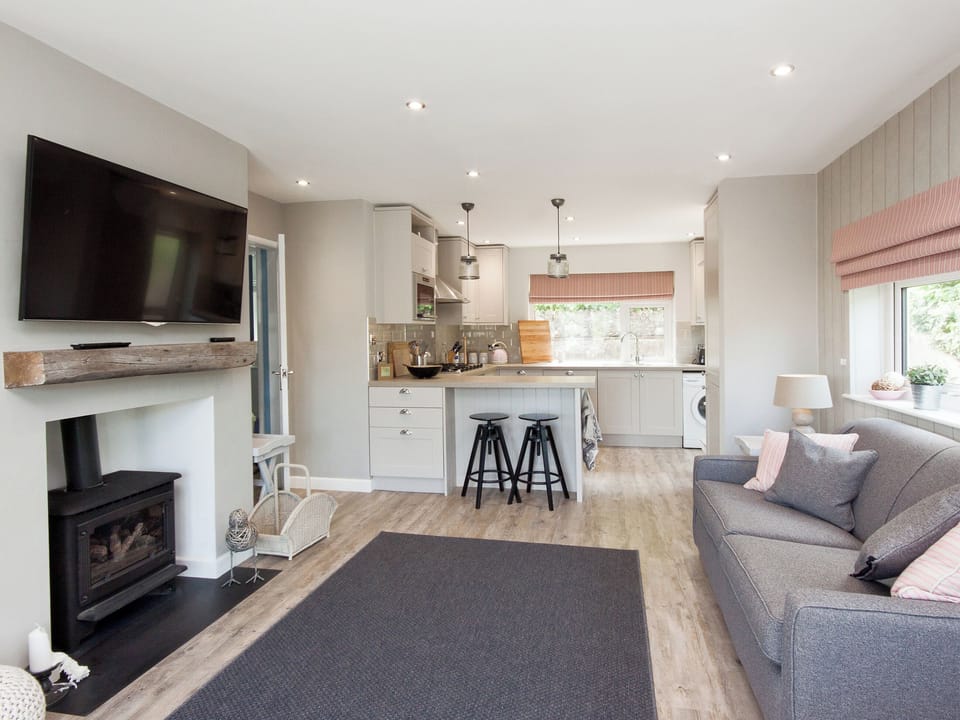 Stylish open plan living/dining room/kitchen with wood burner | Rockmount 1, Salcombe