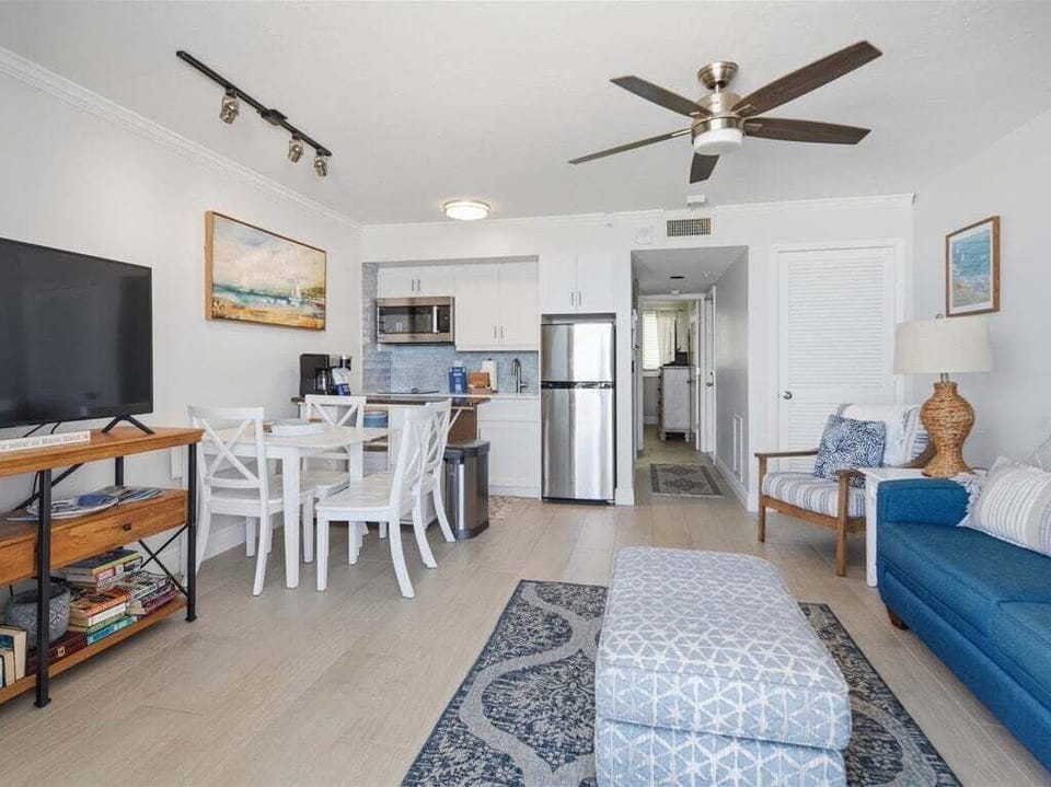 living room and dining area