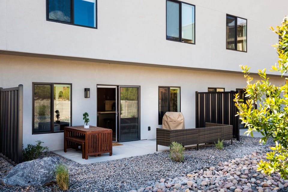 Outside seating and grill
