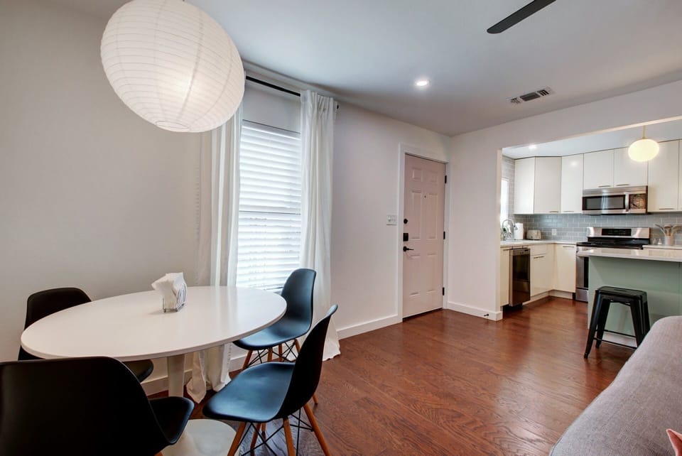The living space in our East Austin home provides ample room for remote work
