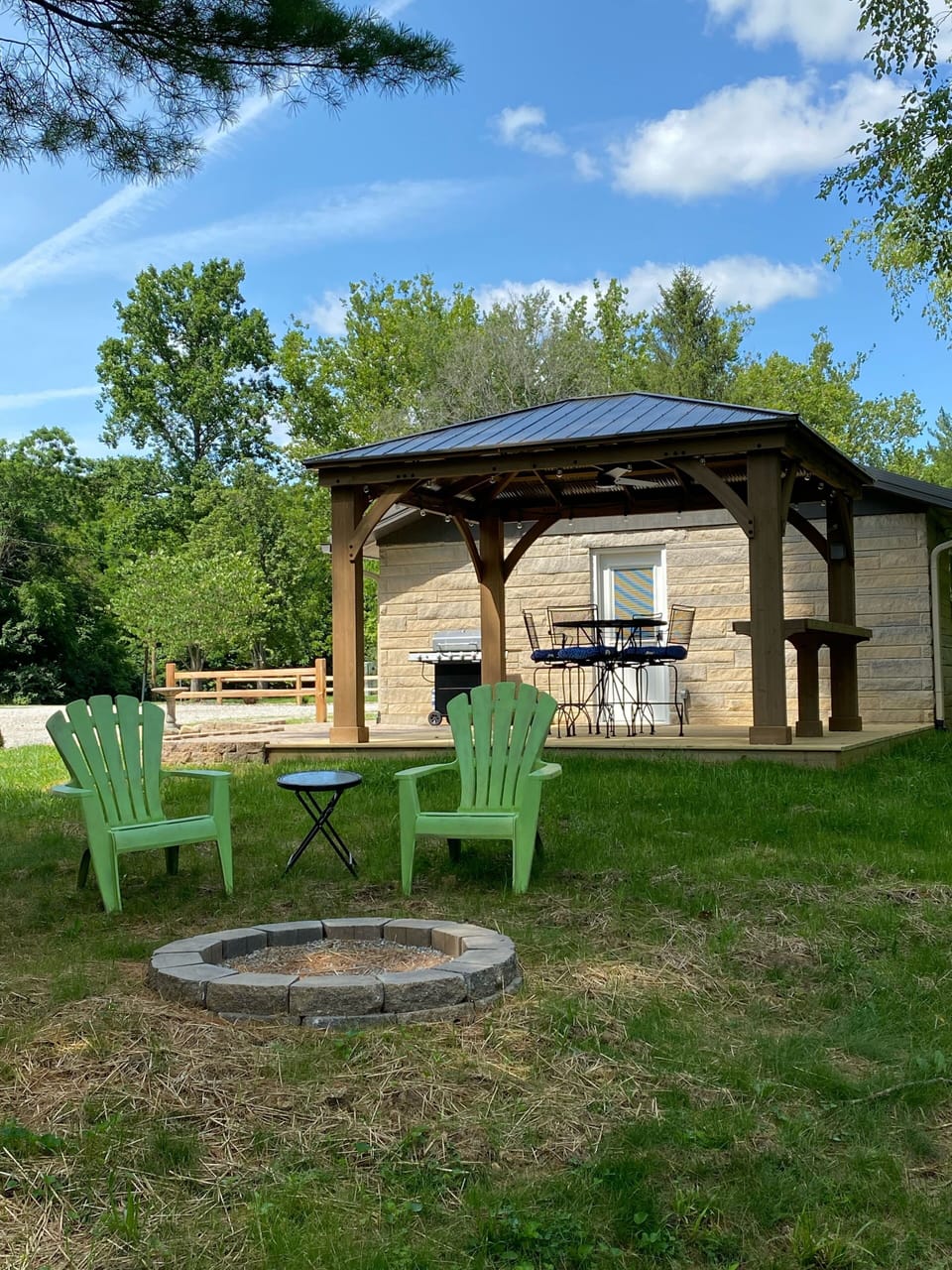 Just got finished building the fire pit.  I’ll use these chairs for now. 