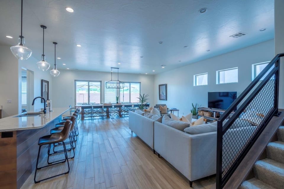 Open concept main floor living spaces