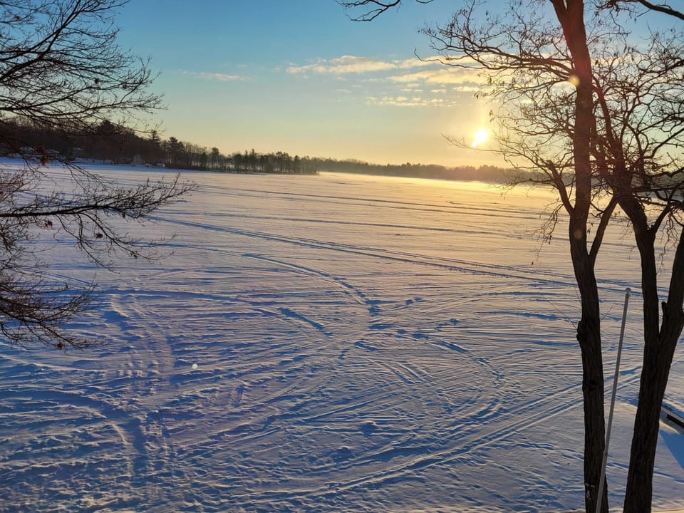 Sunrise ice fishing on Pratt Lake