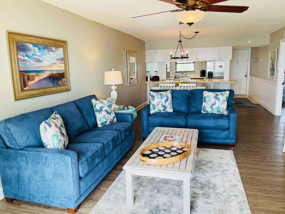 Freshly painted living/dining room area
