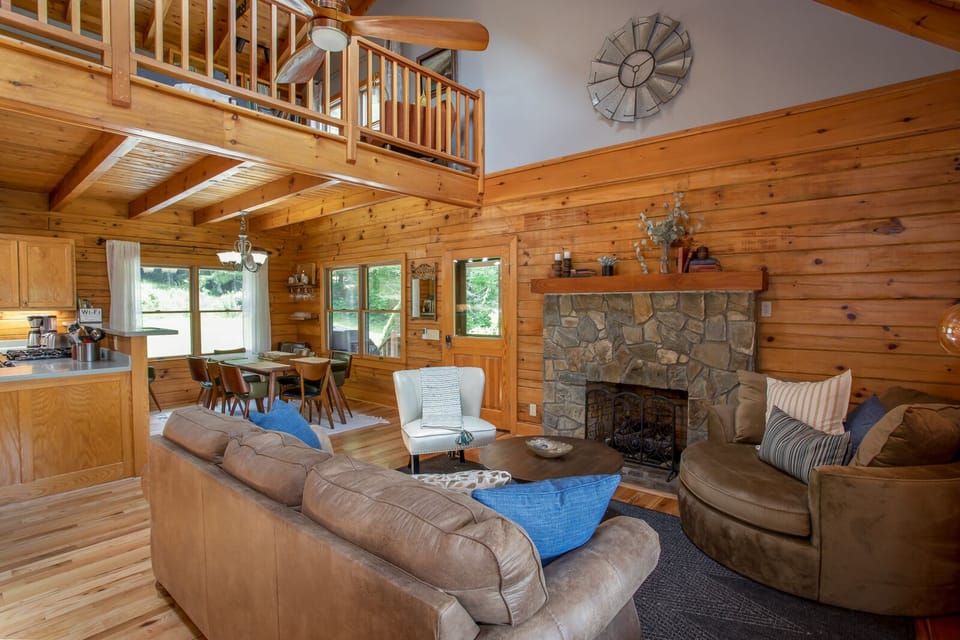 Great Room is open to Kitchen and Dining Area, as well as Loft above!