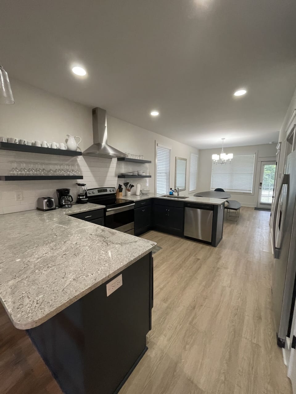 View of kitchen from living room.  