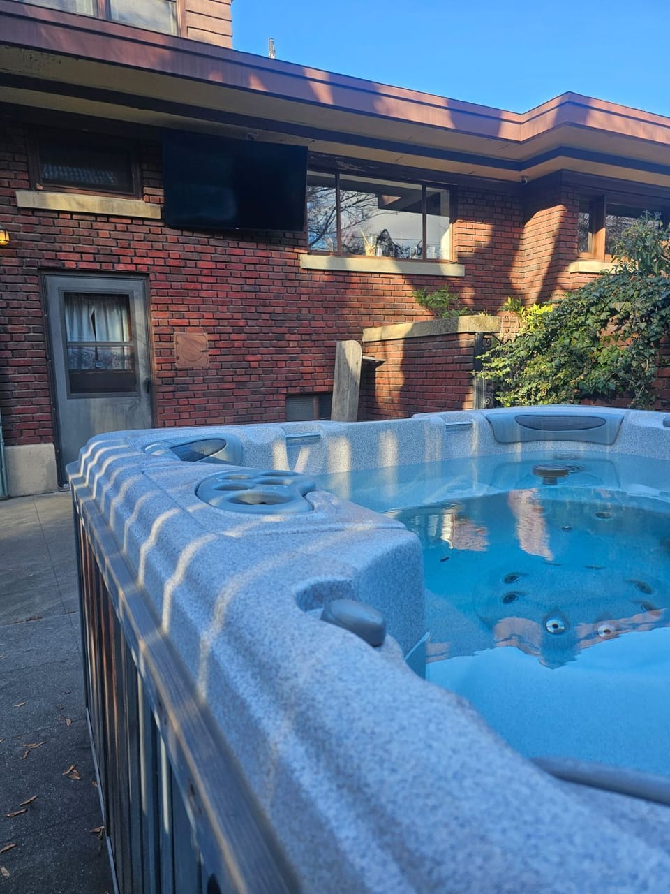Watch your favorite football game on TV from the hot tub!