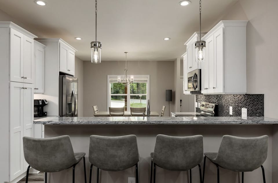counter height bar into kitchen