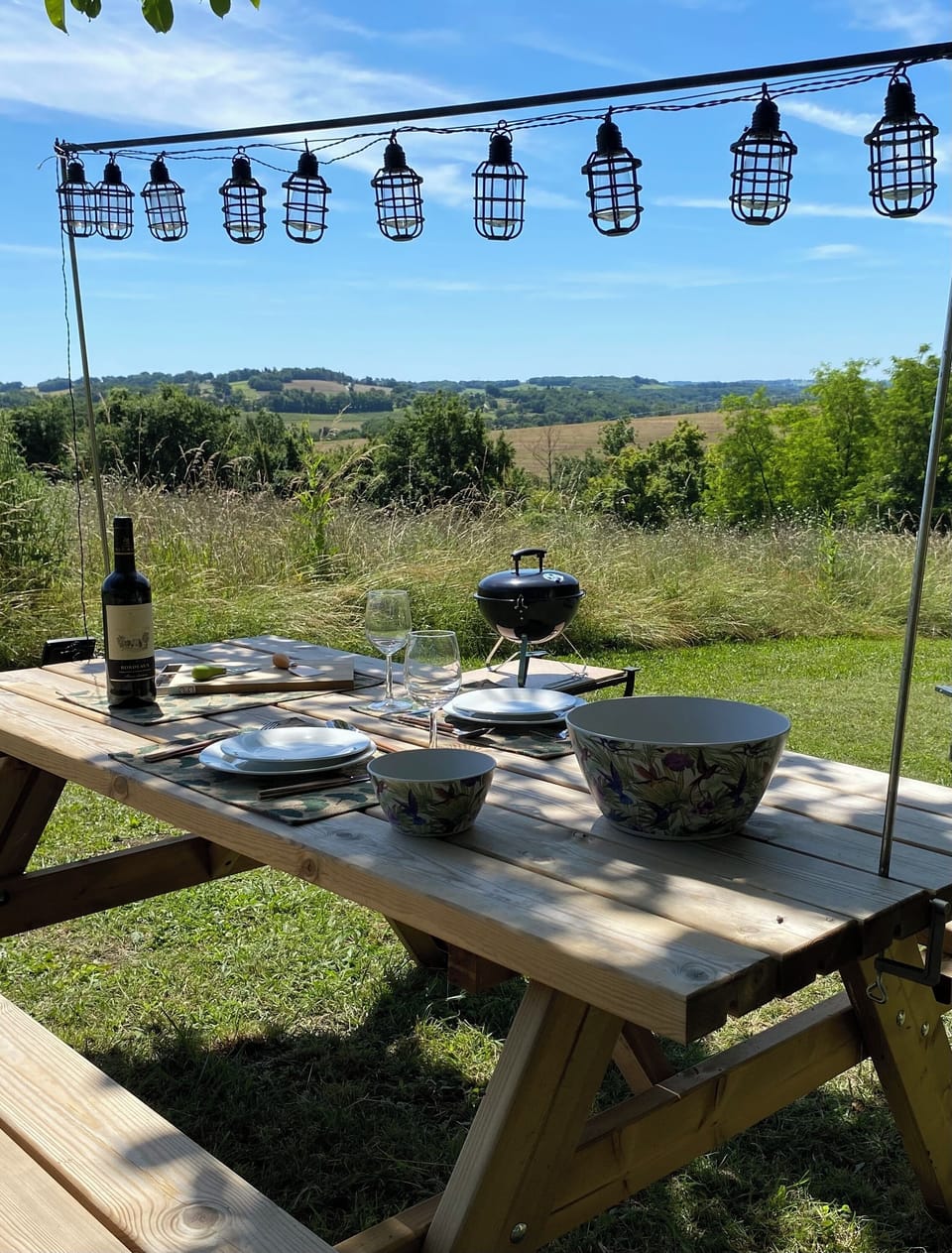 The picnic table with lighting and great views