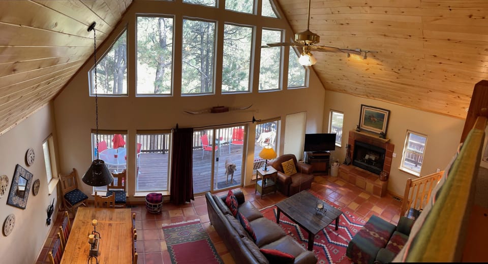 Open concept living/dining room. View from the loft. 
