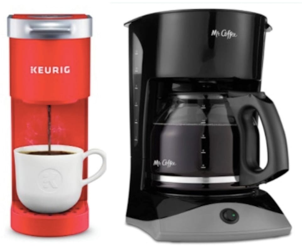 Both Keurig single cup coffee machine and Mr Coffee 10-cup machine at the house
