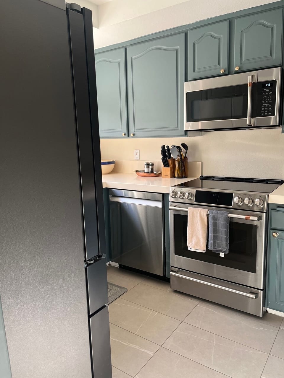 Kitchen with new stainless steel appliances