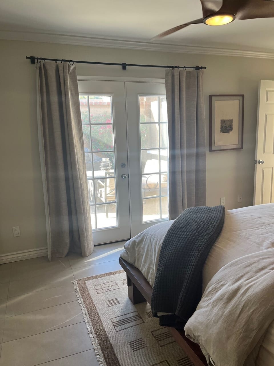 Bedroom looking onto front courtyard