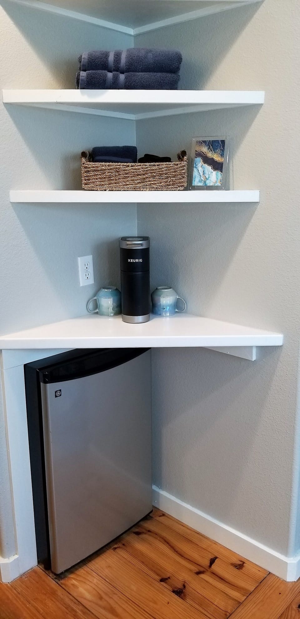 Coffee bar and mini-fridge in master suite