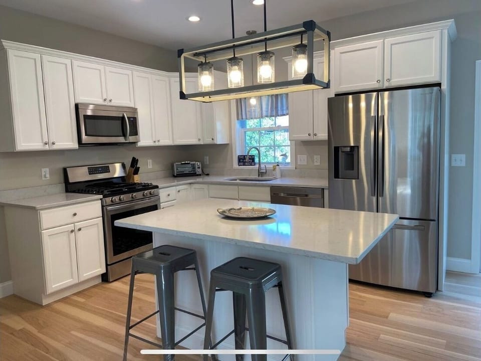 Brand new kitchen well stocked with everything you need while away from home.