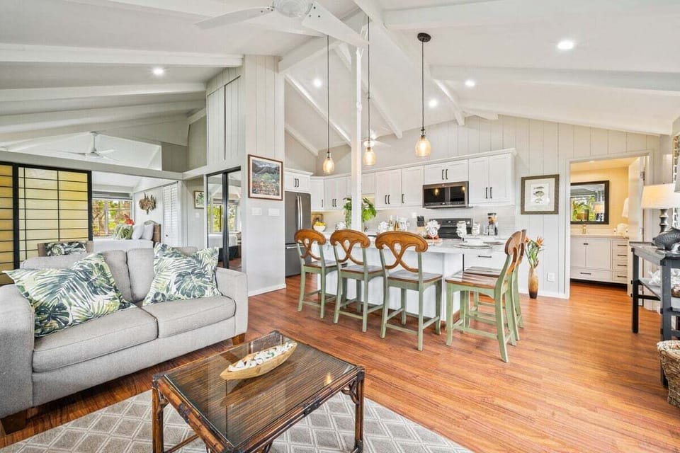 Whether lounging or cooking, this open space keeps everyone together
