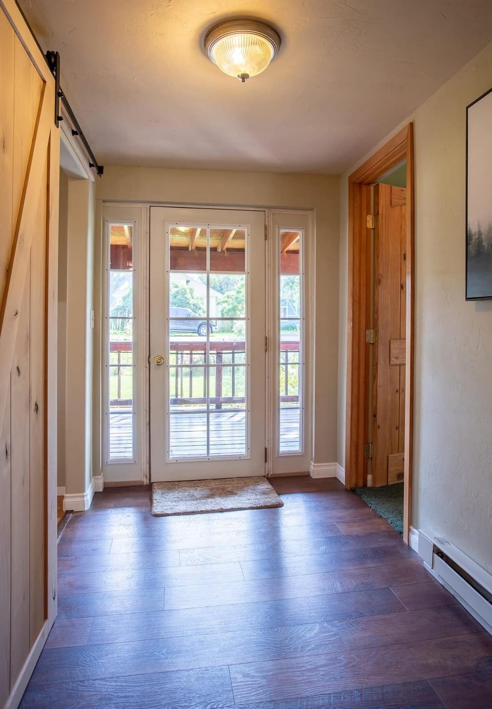 entrance to covered deck - east side of home