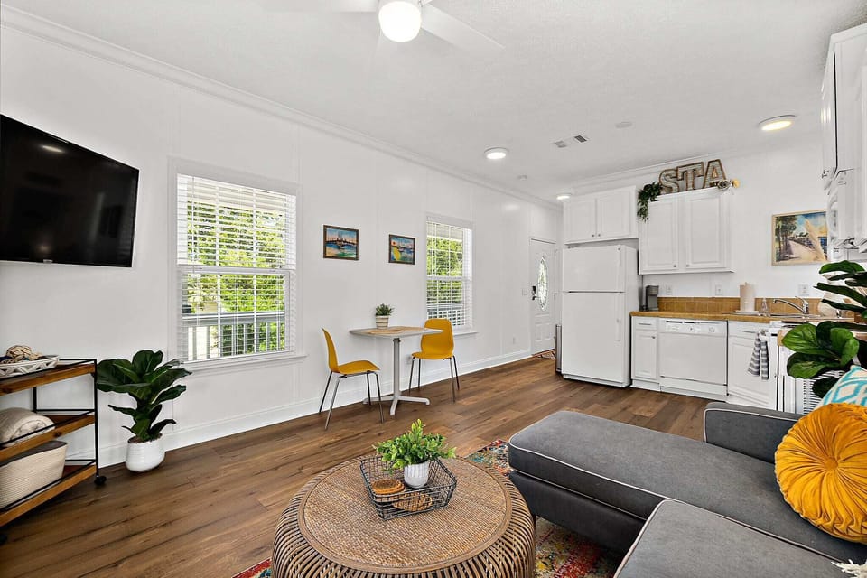 The comfy chaise lounge is the perfect place for a movie night