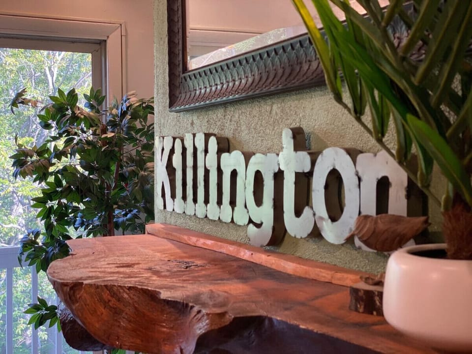 Mantle is made from the same 200 year old Killington pine that fell at a local property as the bathroom shelves and bedroom beam.