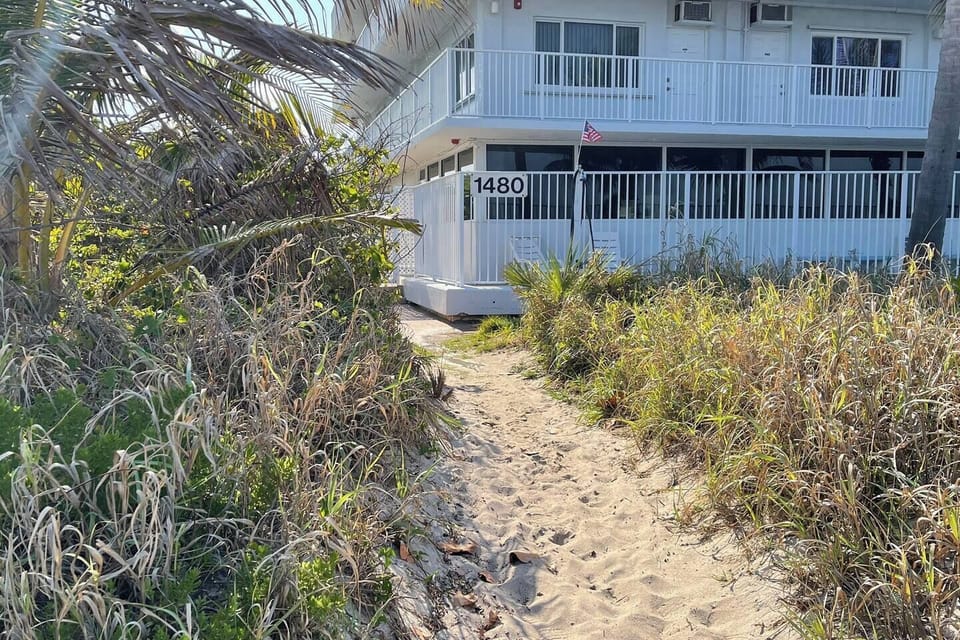 Beach access to building.