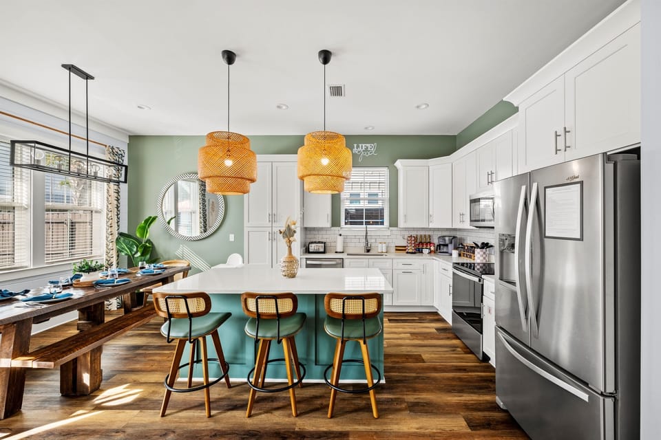Bright, spacious, and fully equipped. Everything you need to cook family meals after long sunny days at the beach.