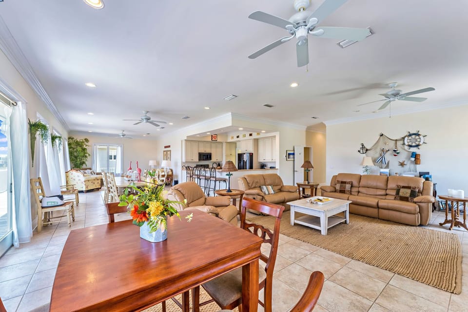 Extremely large and open living room and kitchen 