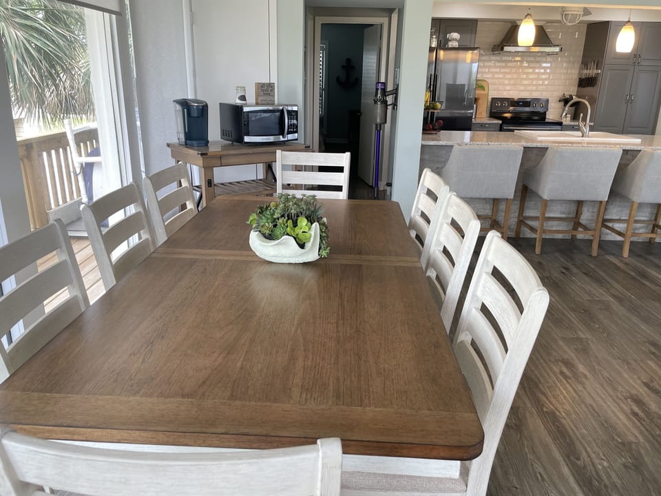 Inside table dining for 8. 