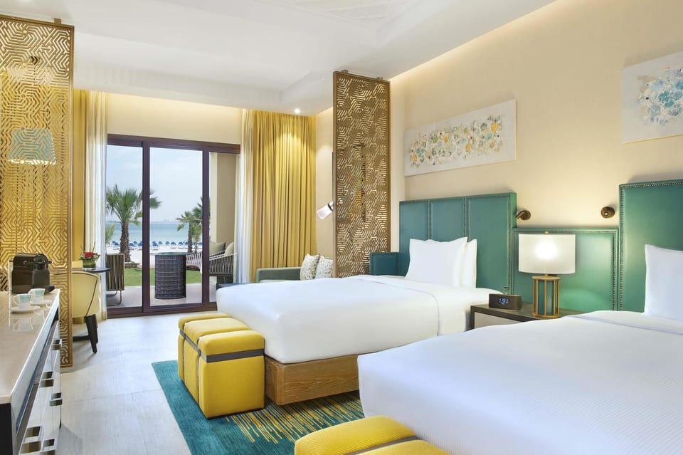 Club Room, 2 Queen Beds (Beach Access) | Living area | 42-inch LCD TV with digital channels, heated floors, offices