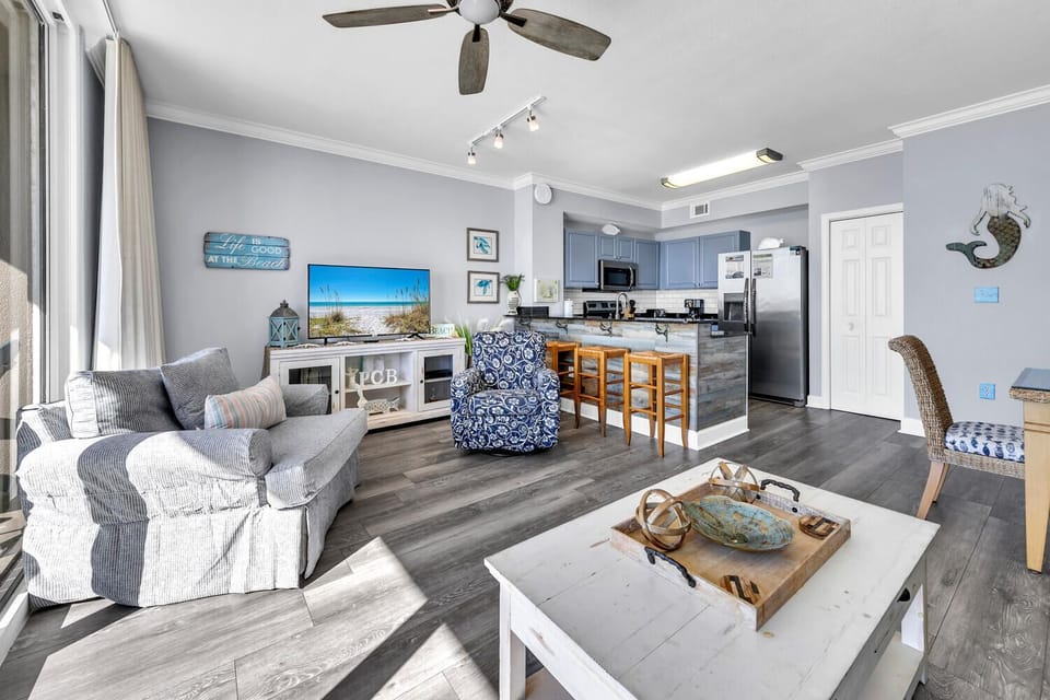 Living room with flat screen
