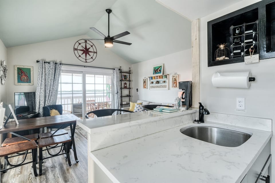 View of living area from kitchen