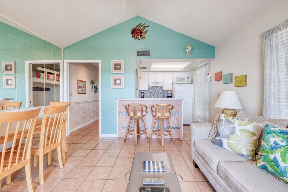 View into kitchen