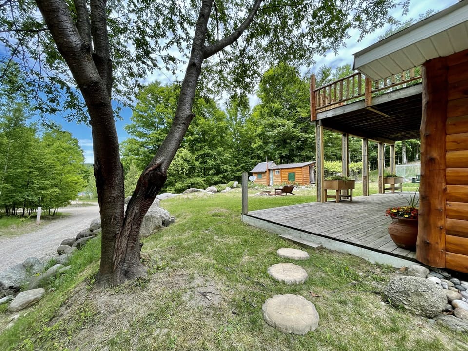 Stepping stones to front deck.