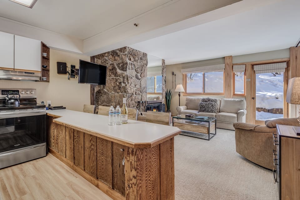 Full kitchen with brand new flooring