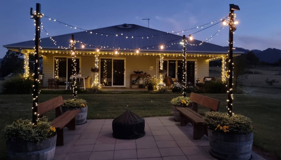 The outdoor space for roasting marshmallows.
