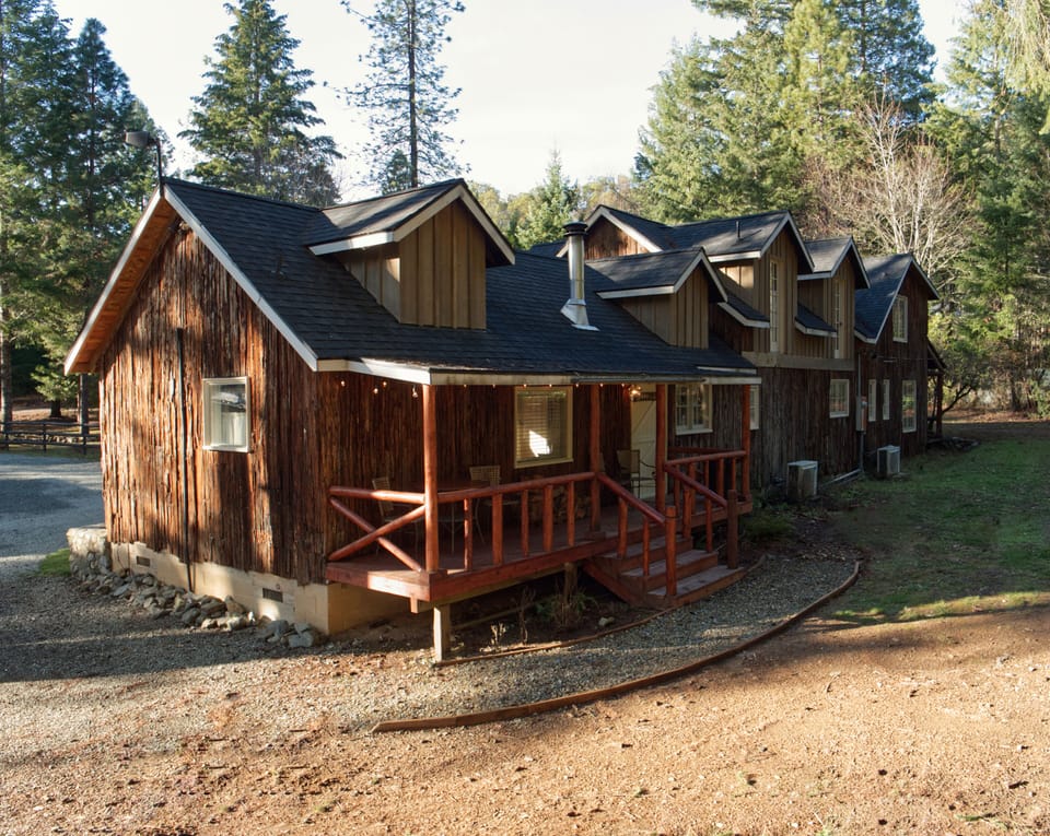Graveled pathway from guest parking area and guest entrance. 