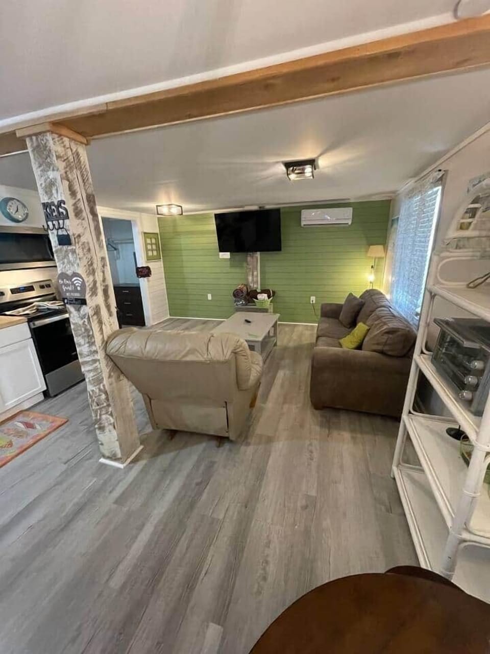 Comfy living area with sleeper sofa for extra kids