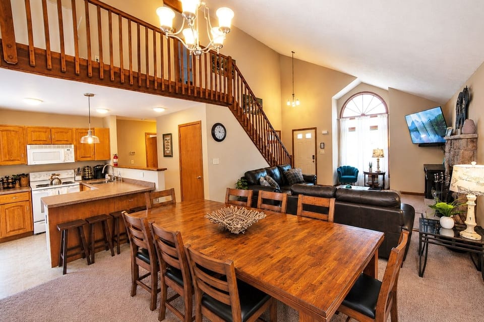 Open living space flows right into the kitchen