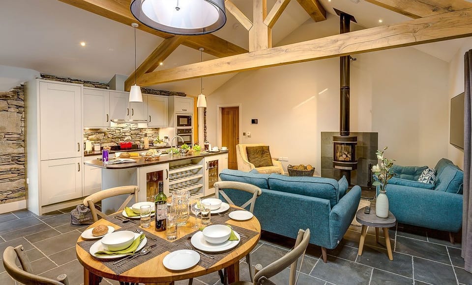 The open plan kitchen, lounge and dining room at Kirkstone, Lake District
