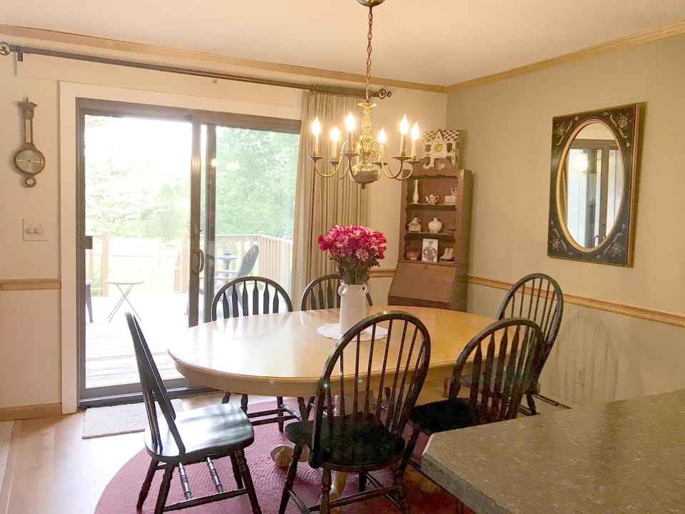 dining area and slider to deck