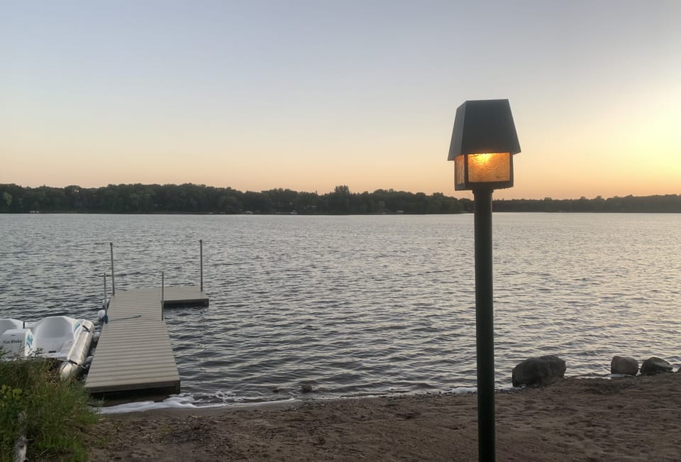 Dock with 4 person pedal boat.