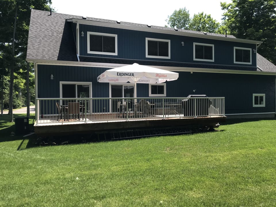 500 sq ft patio with 3 separate seating areas.  