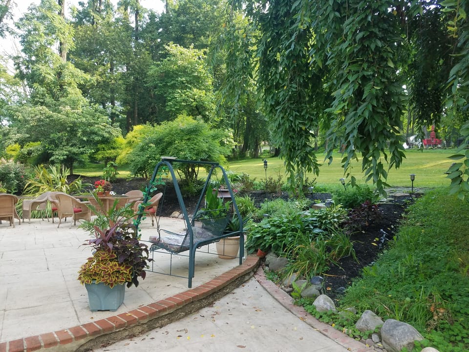 Relax and enjoy your meals on the patio.