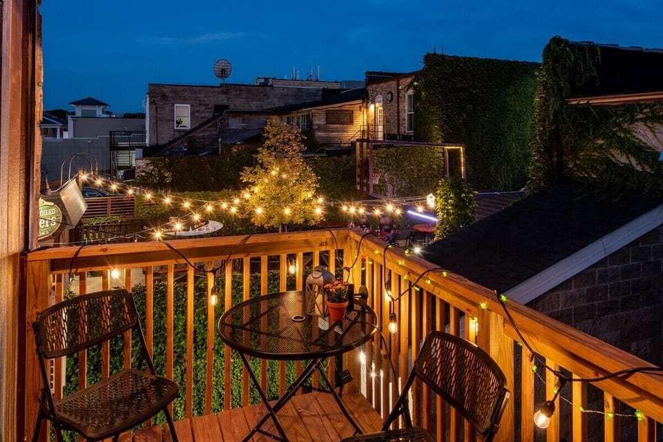 Private deck overlooking downtown and Champs beer garden