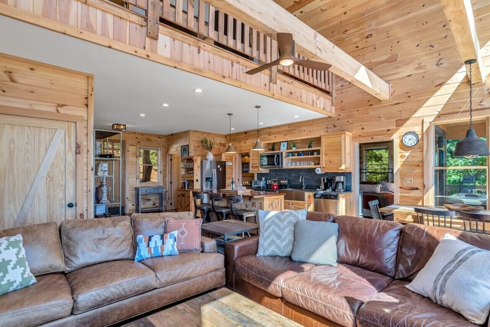 large, comfy leather sofas