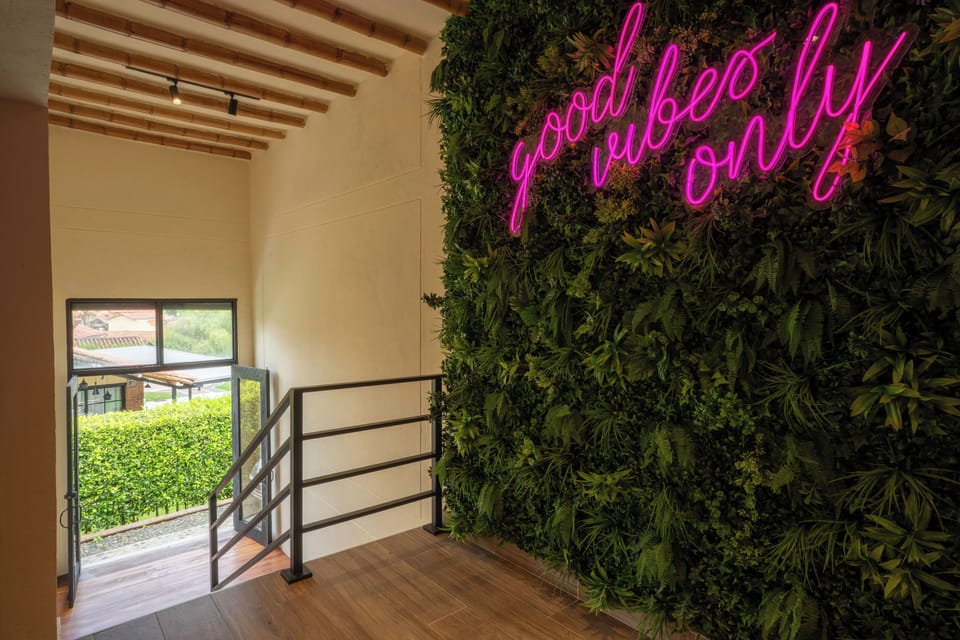Good vibes neon sign for Instagram selfies