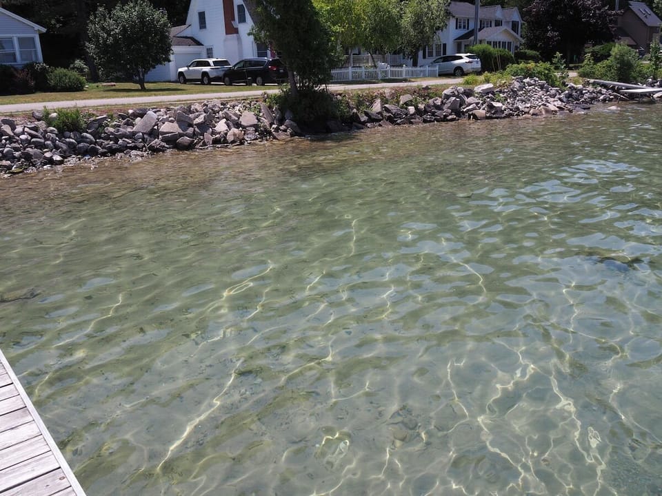 EXTERIOR:  As the name implies, Crystal Lake is very clean and clear.  The lake also has a nice fairly sandy bottom in front of the cottage, which makes for a great area for kids to play in the lake!